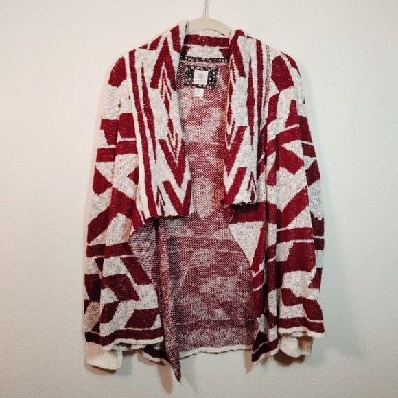 Element Red & White Aztec Print Cardigan Sweater M - Picture 1 of 4